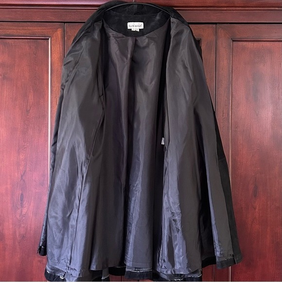 Ellen Ashley Black Vintage Suede Open Front Relaxed Fit Swing Coat Womens Size S - Picture 5 of 13